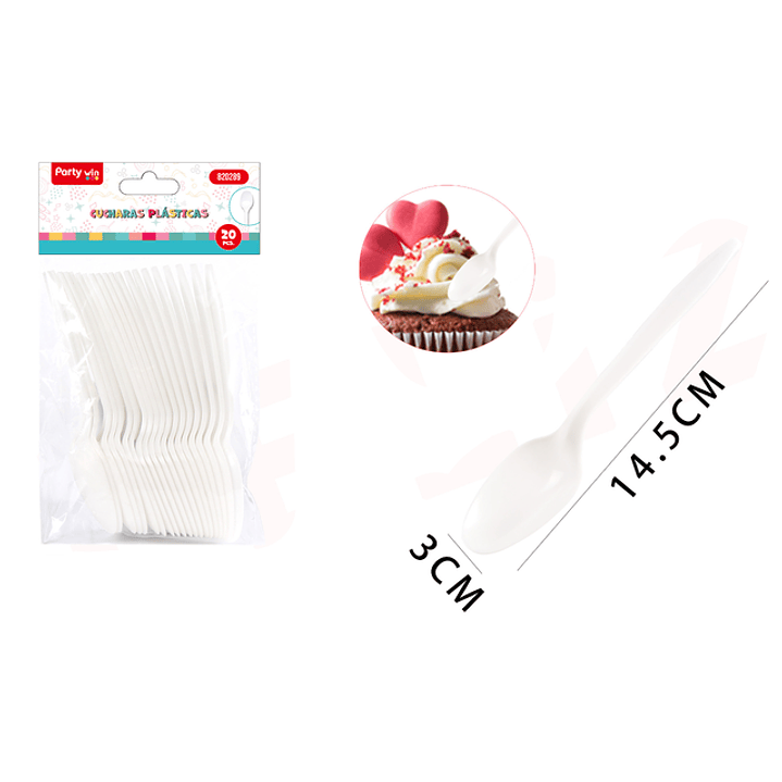 Cucharas Plastico Blanco 20Pcs 1