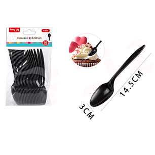 Cucharas Plastico Negro 20Pcs