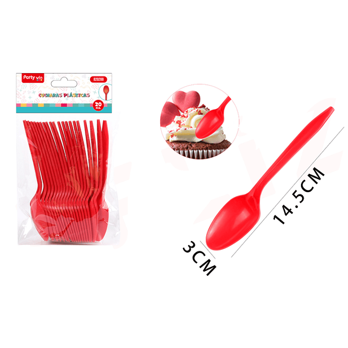 Cucharas Plastico Rojo 20Pcs 1