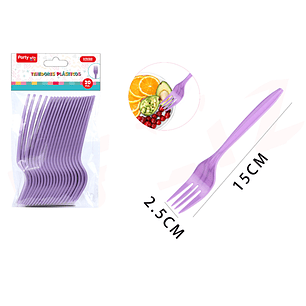 Tenedores Plastico Morado 20Pcs