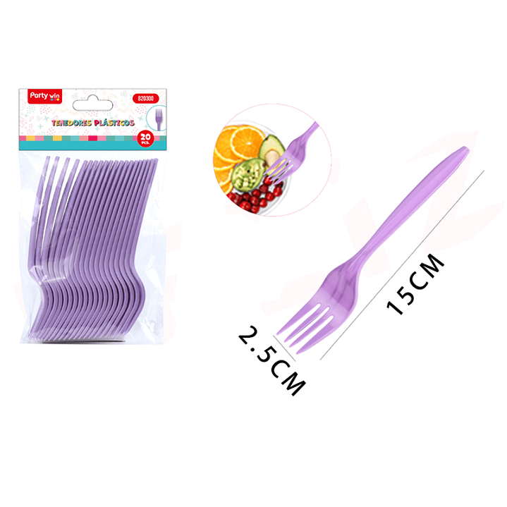 Tenedores Plastico Morado 20Pcs 1