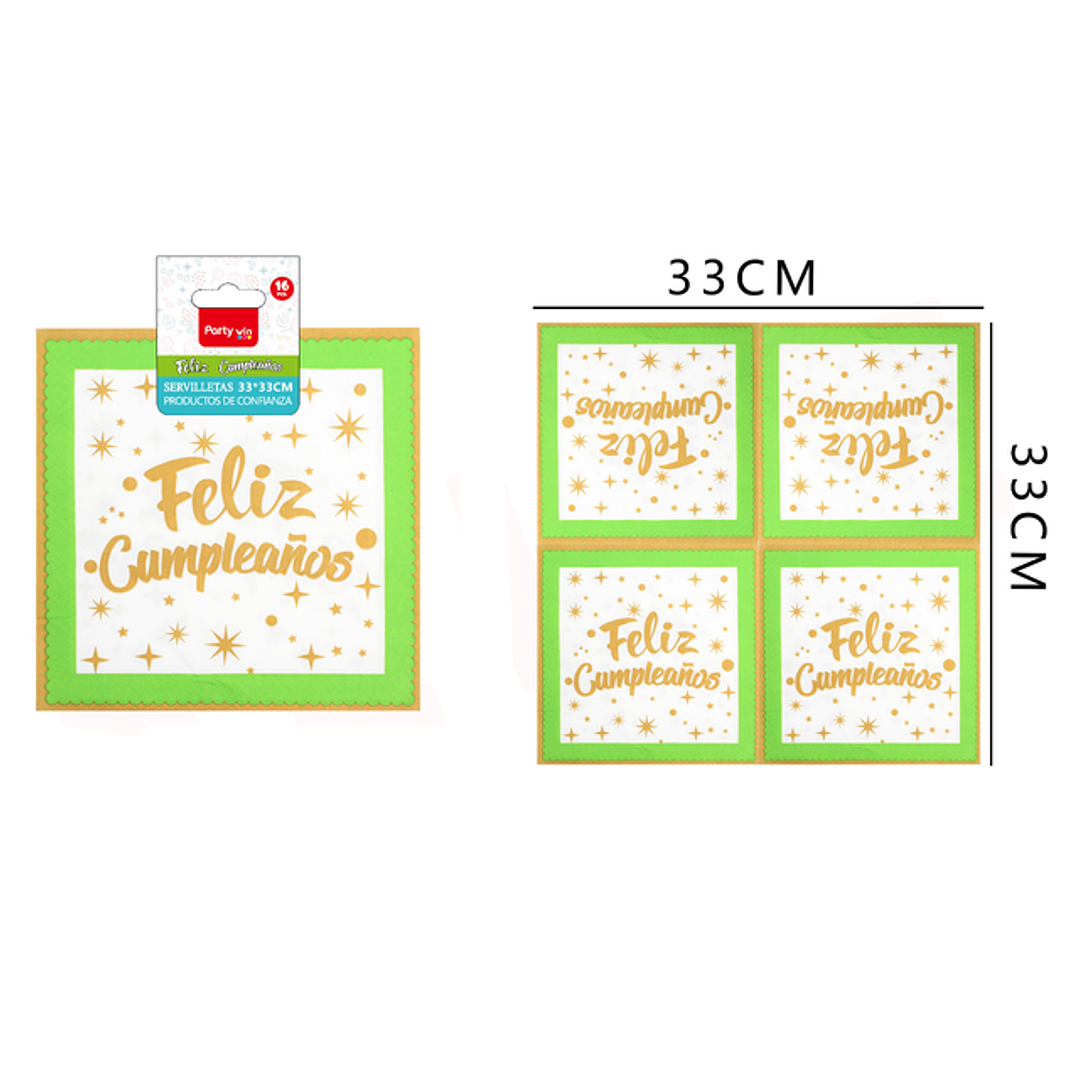 Servilletas De Cumpleanos 33x33 Cm 16Pcs 1