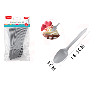 Cucharas Plastico Plata 20Pcs