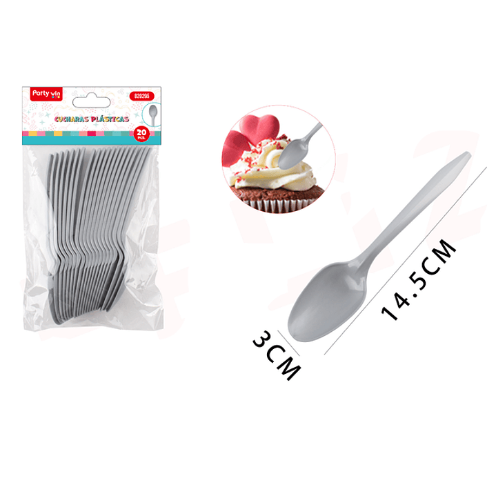 Cucharas Plastico Plata 20Pcs 1
