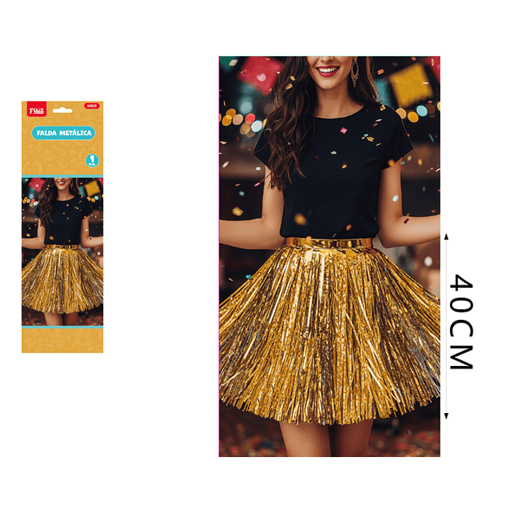 Falda Metalica Dorado 40 Cm 1
