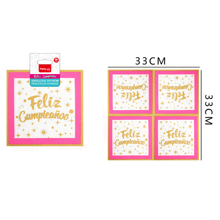 Servilletas De Cumpleanos 33x33 Cm 16Pcs 1