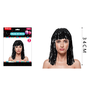 Peluca Metalica Negro 34 Cm