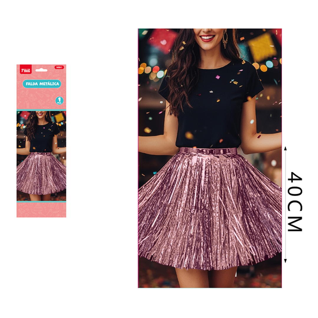 Falda Metalica Rosadorado 40 Cm 1