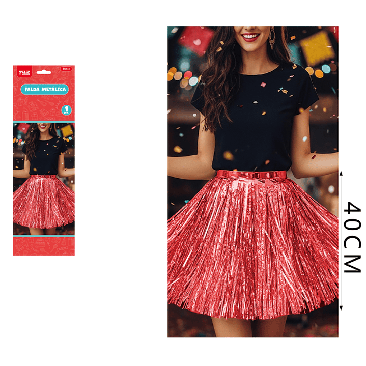 Falda Metalica Rojo 40 Cm 1