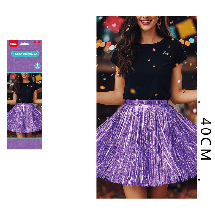 Falda Metalica Morado 40 Cm 1
