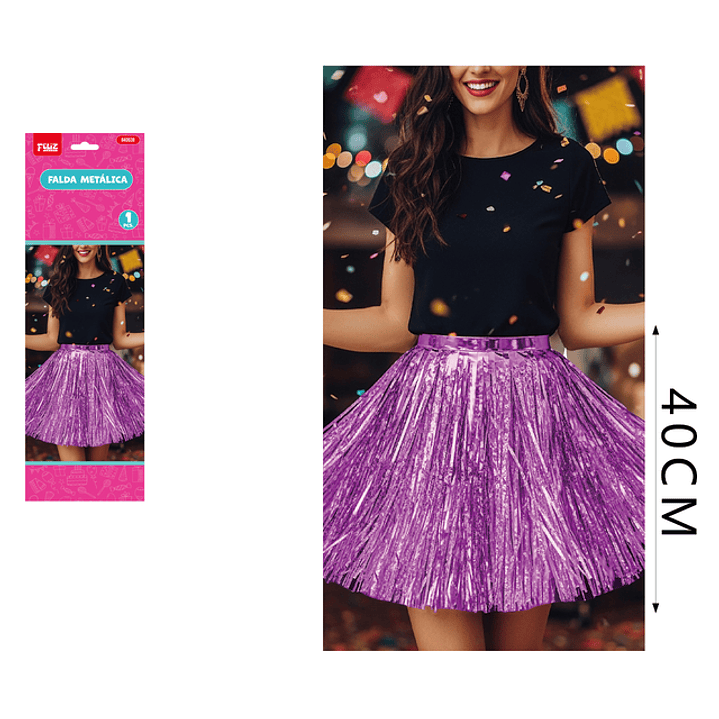 Falda Metalica Rosado 40 Cm 1