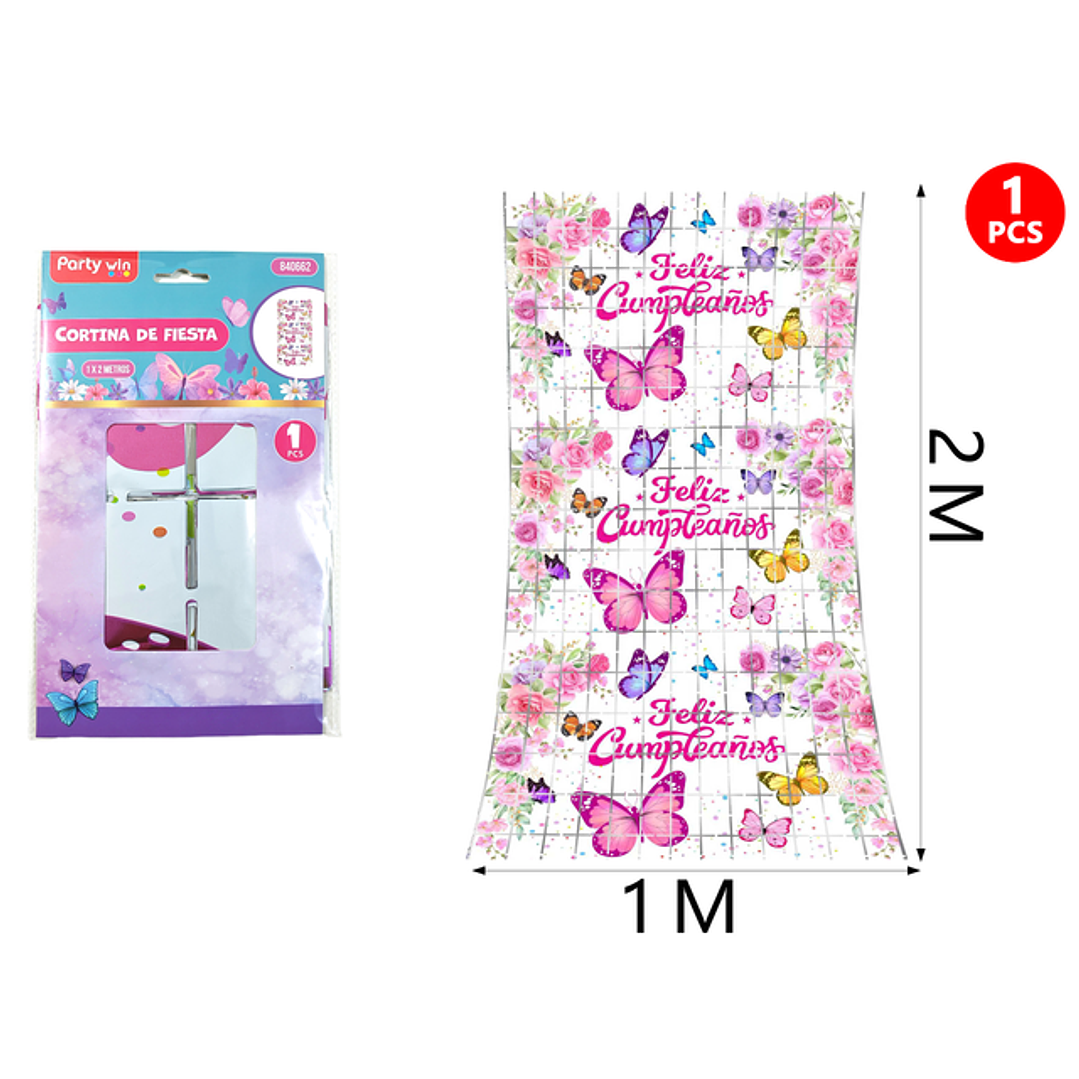 Cortina Mariposa F.Cumple Blanco 1x2M 1