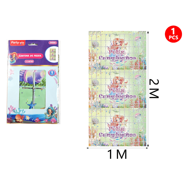 Cortina Sirena F.Cumple Verde 1x2M 1