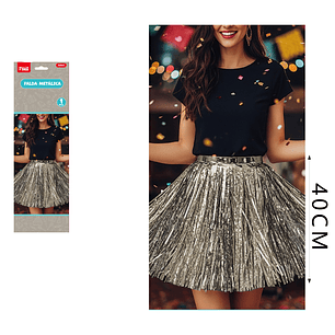 Falda Metalica Plateado 40 Cm
