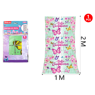 Cortina Mariposa F.Cumple Verde 1x2M