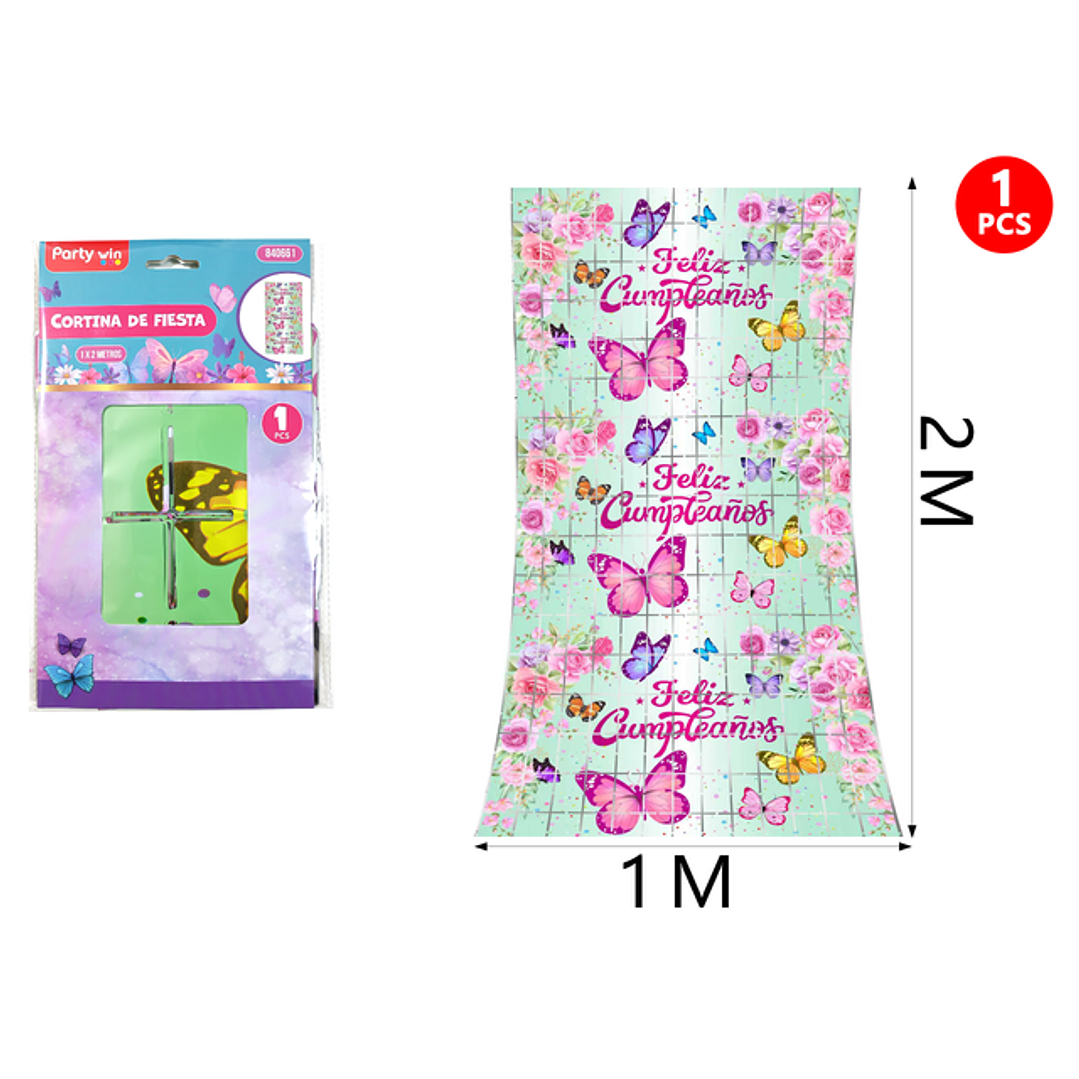 Cortina Mariposa F.Cumple Verde 1x2M 1