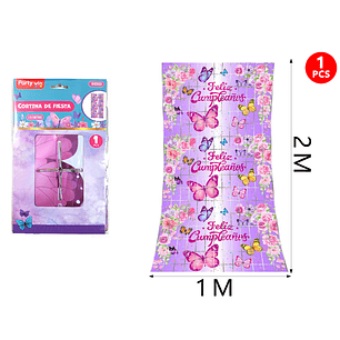 Cortina Mariposa F.Cumple Morado 1x2M