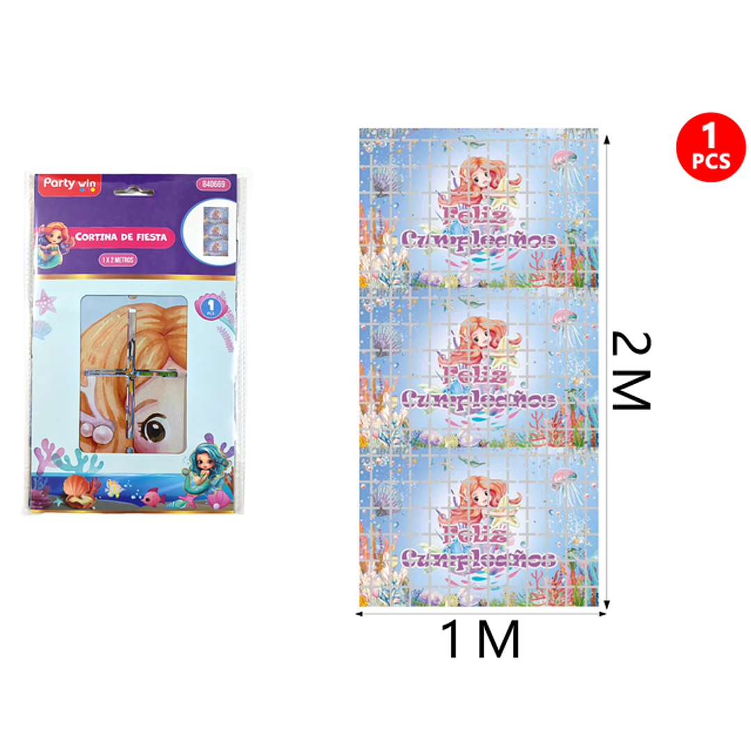 Cortina Sirena F.Cumple Azul 1x2M 1