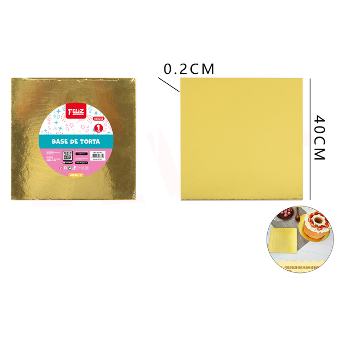 Base De Torta Cuadrado Dorado 40 Cm 2 Mm 1