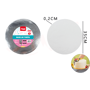 Base De Torta Redondo Plateado 35 Cm 2 Mm