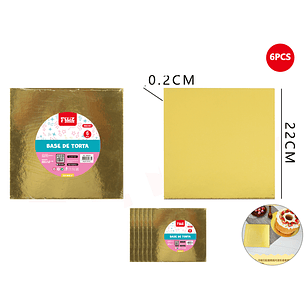 Base De Torta Cuadrado Dorado 22 Cm 2 Mm