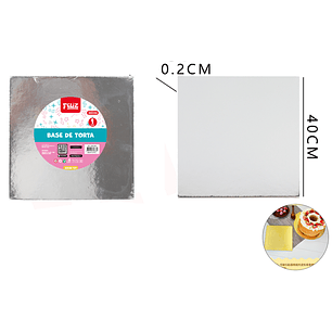 Base De Torta Cuadrado Plateado 40 Cm 2 Mm