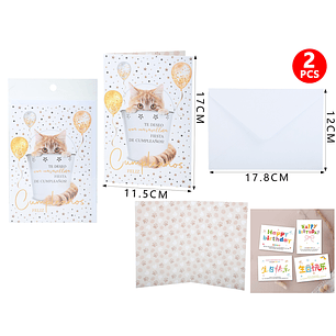 Tarjeta De Regalo F.Cumple Gatito