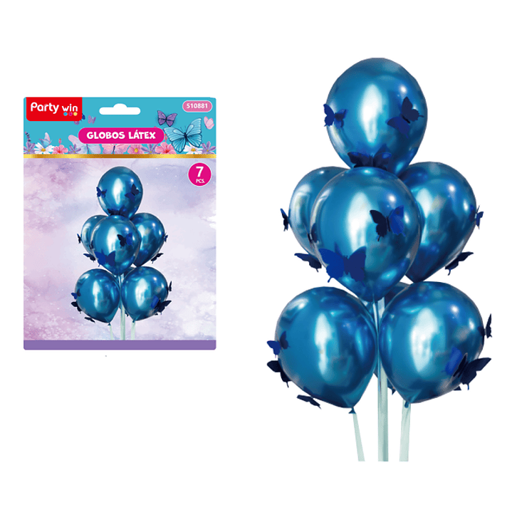 Globos Con Mariposas Azul 7Pcs 1