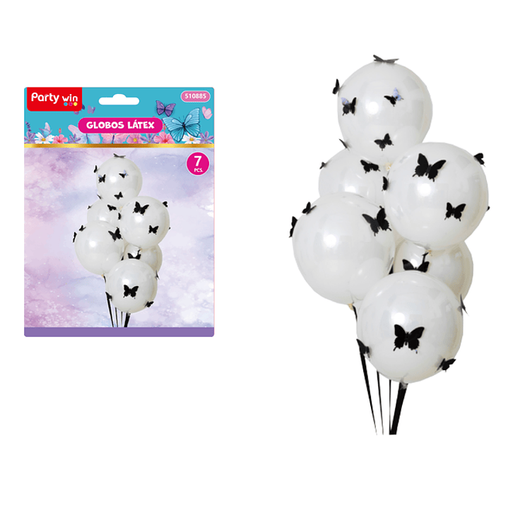 Globos Con Mariposas Blanco 7Pcs 1