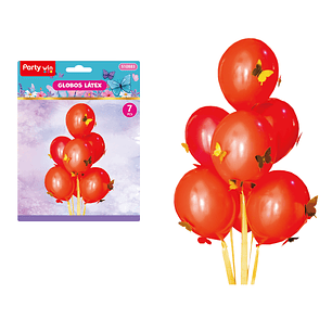 Globos Con Mariposas Rojo 7Pcs