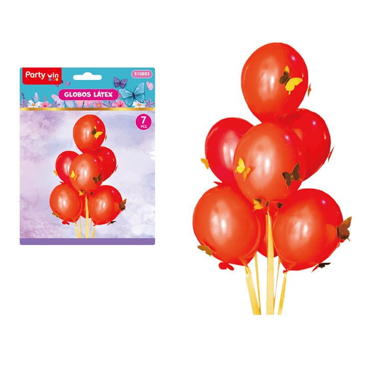 Globos Con Mariposas Rojo 7Pcs 1