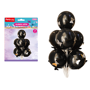 Globos Con Mariposas Negro 7Pcs