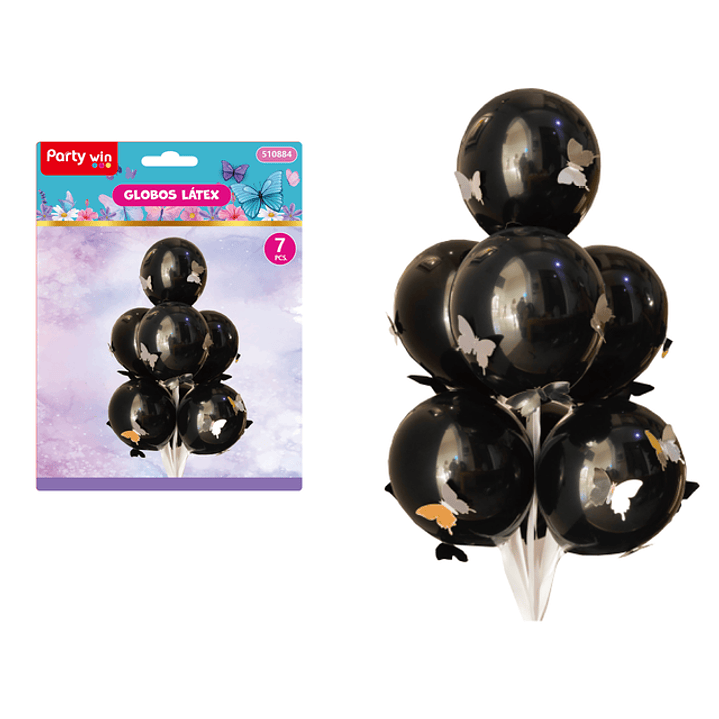 Globos Con Mariposas Negro 7Pcs 1
