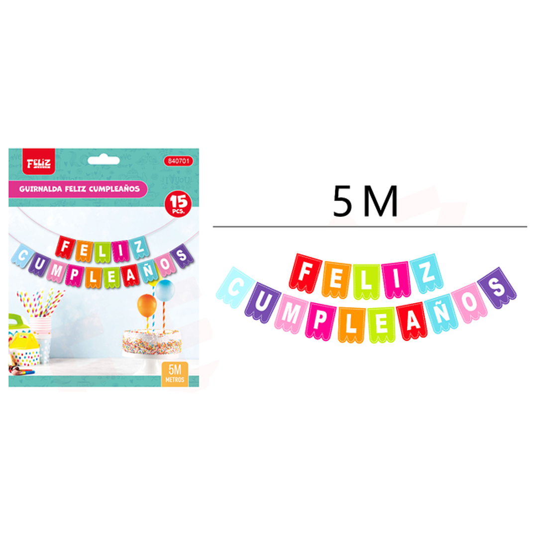 Guirnalda F.Cumple Colores 5M 1