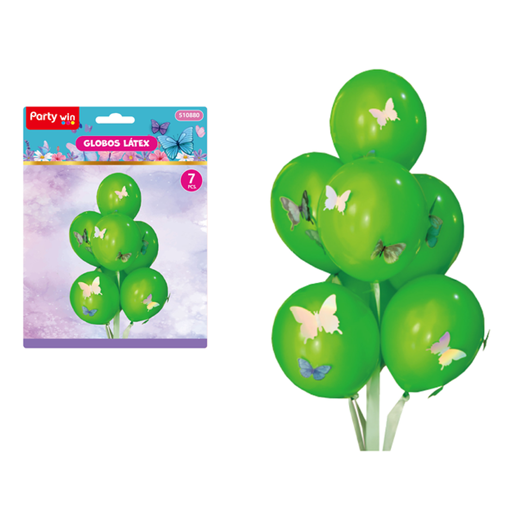 Globos Con Mariposas Verde 7Pcs 1