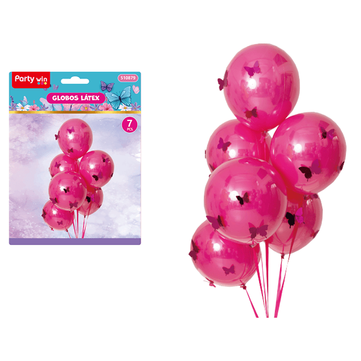 Globos Con Mariposas Fucsia 7Pcs 1