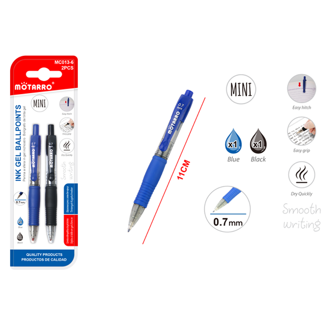 Lapiz Gel Azul/Negro 11Cm 1