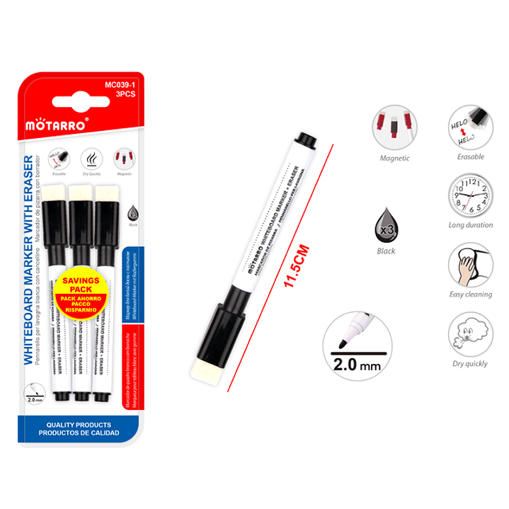 Marcador De Pizarra Con Borrador 11.5Cm 1