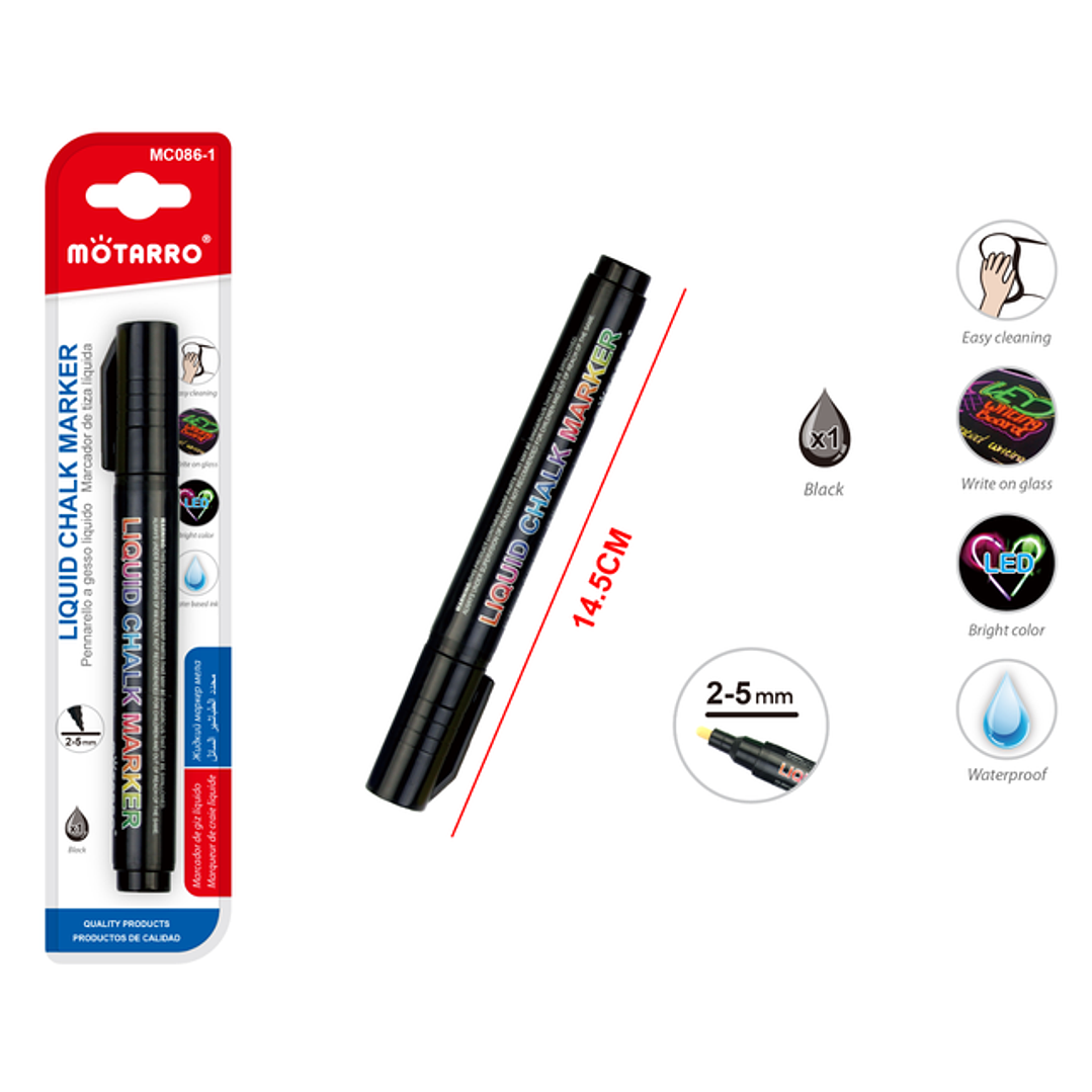 Marcador De Tiza Liquida Negro 14.5Cm 1