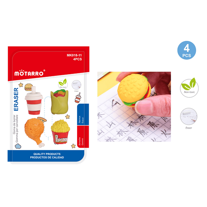 Goma De Borrar Forma De Hamburguesa 4Pcs 1
