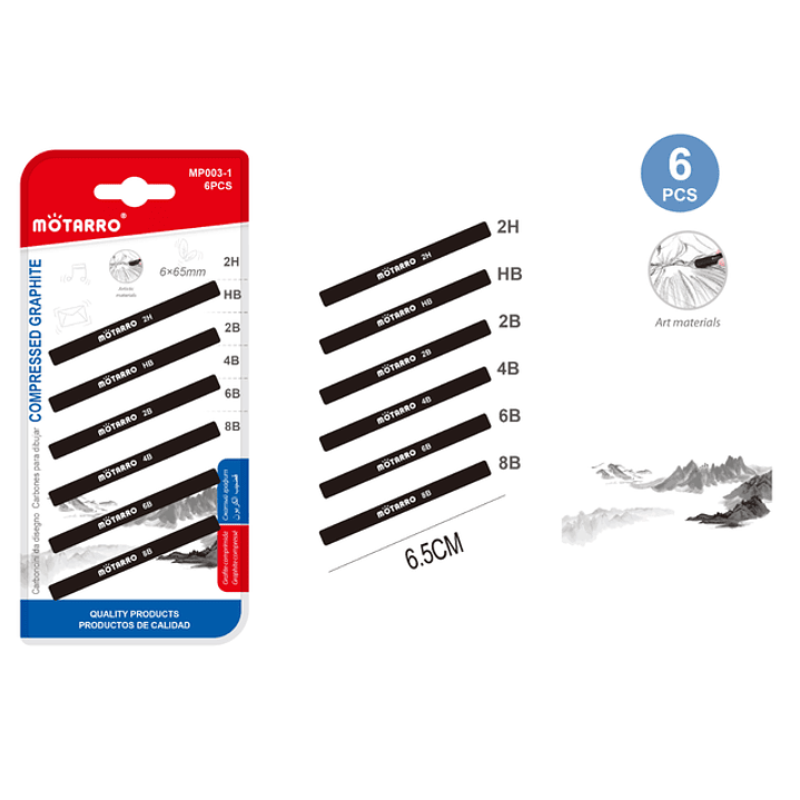 Carbones Para Dibujar 6.5Cm 6Pcs 1