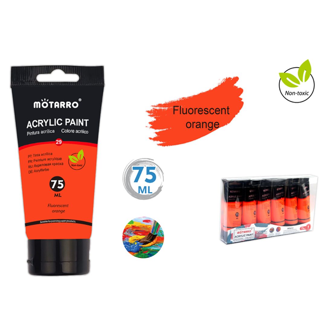 Pintura Acrílica Naranja Fluorescente 75Ml 1