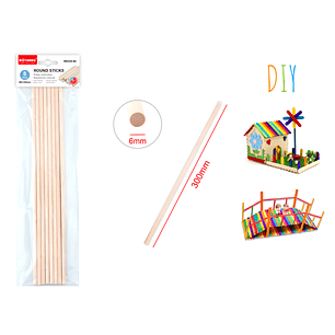 Palito Manualidades 6Mmx30Cm 8Pcs