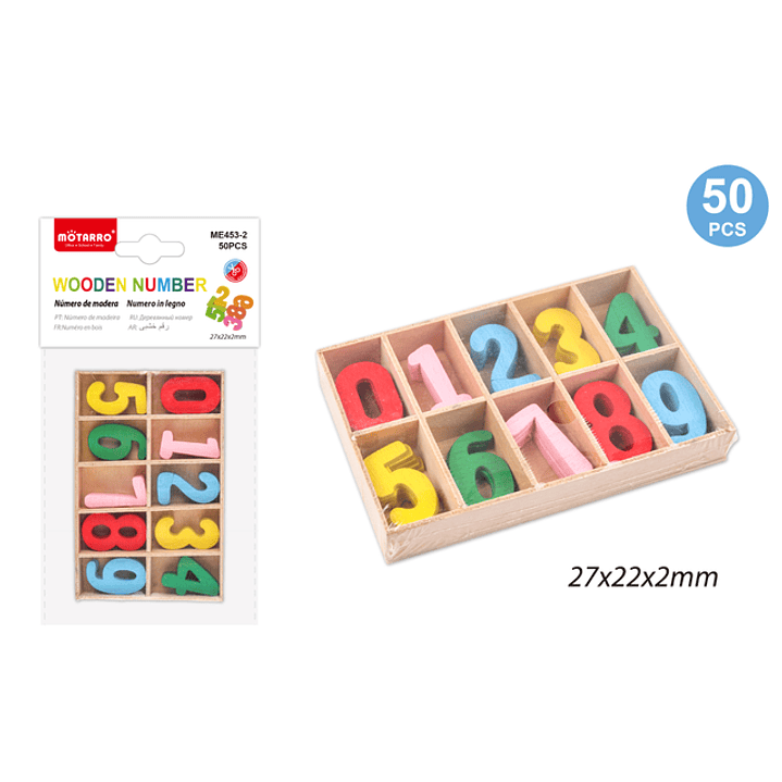 Maderas Colores Numero 27Mm 50Pcs 1