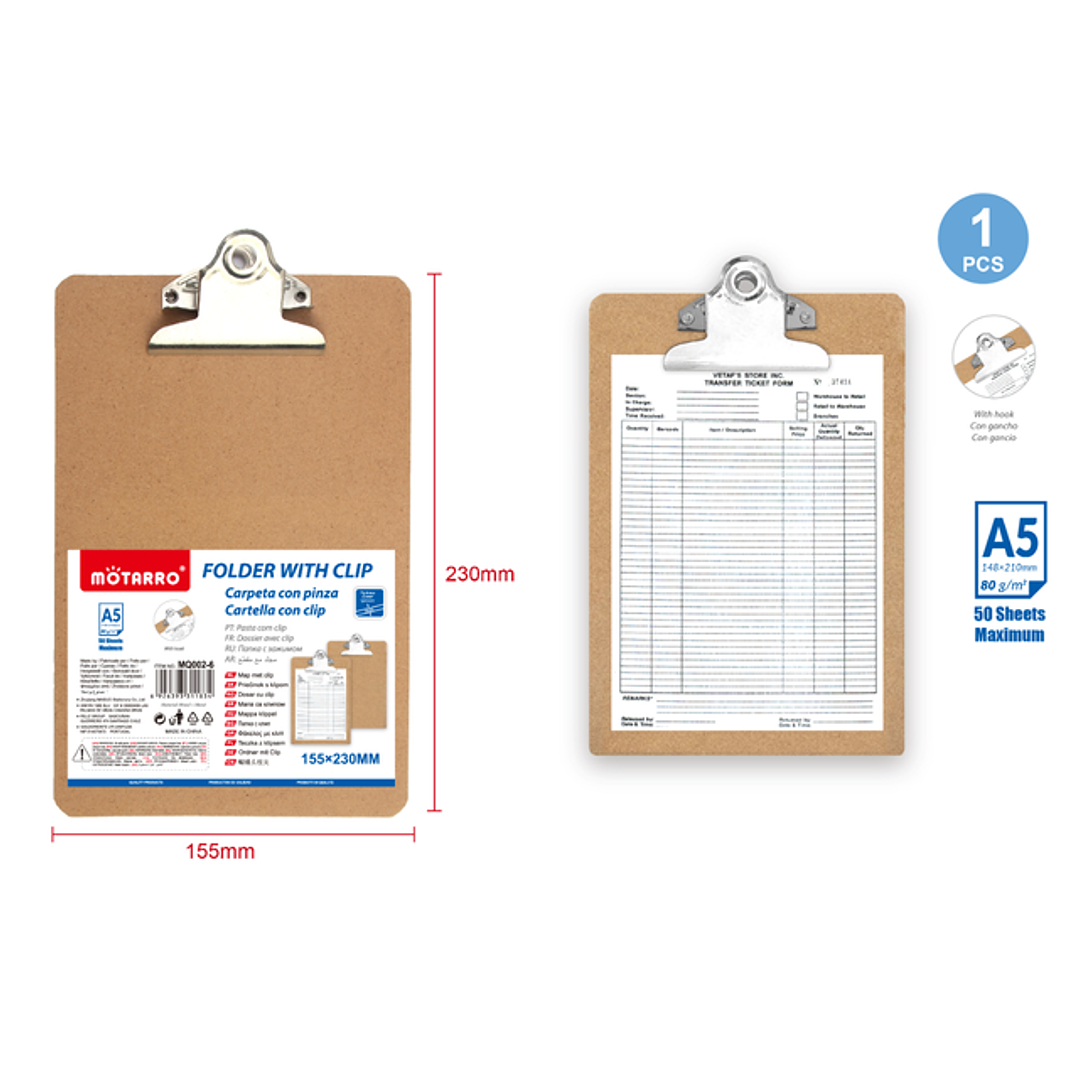 Tabla Con Apretador 15.5X23Cm A5 1