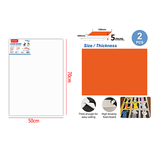 Tablero Espuma Blanco/Naranjo 50X70Cm