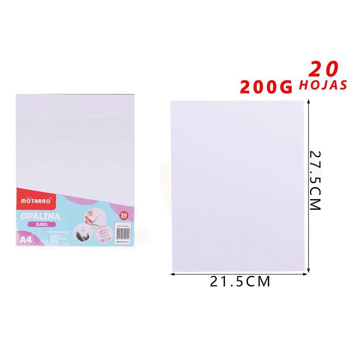 Papel Opalina Blanco A4 20Pcs 1