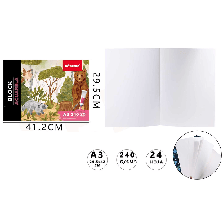 Block De Dibujo 41.2x29.5Cm A3 240G 1