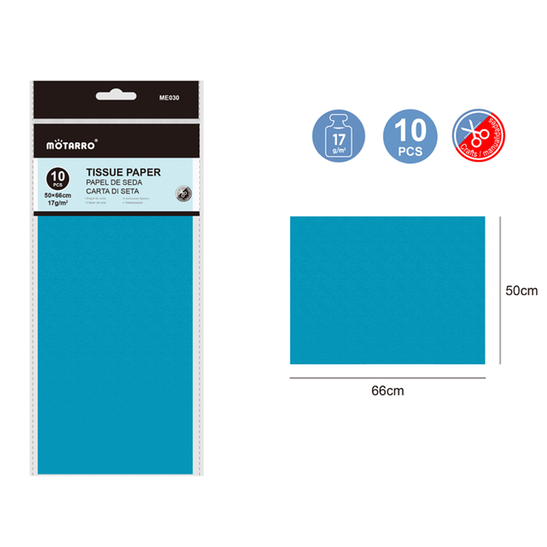 Papel De Seda Celeste 50x66Cm 17G 1