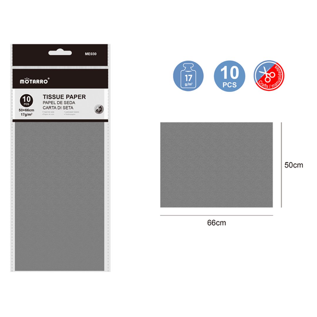 Papel De Seda Gris 50x66Cm 17G 1